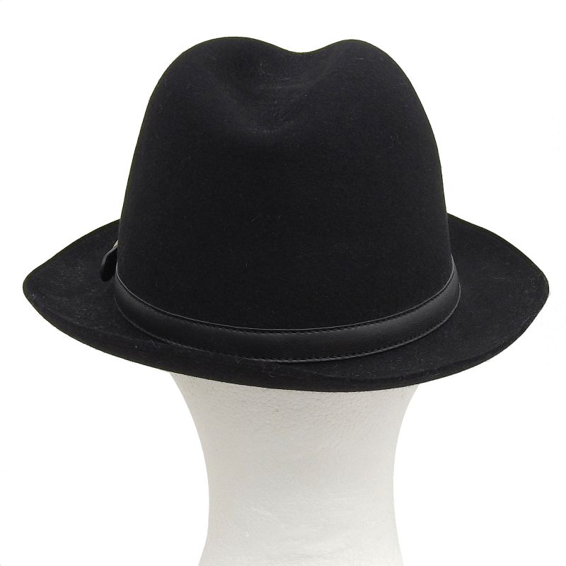 Gucci Rabbit 100% Leather Use Felt Hat Black Silver Hardware M Made in Italy