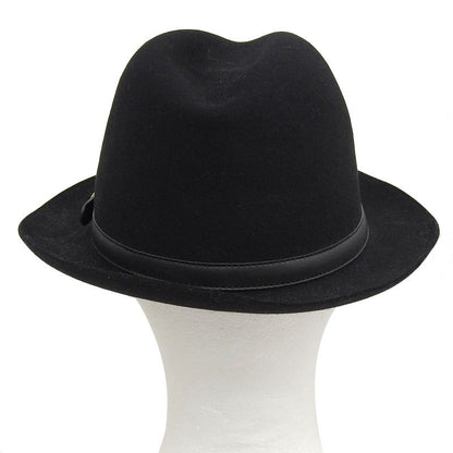 Gucci Rabbit 100% Leather Use Felt Hat Black Silver Hardware M Made in Italy