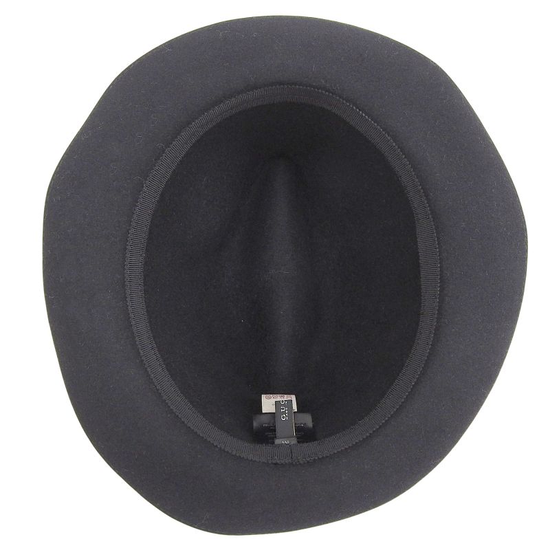 Gucci Rabbit 100% Leather Use Felt Hat Black Silver Hardware M Made in Italy