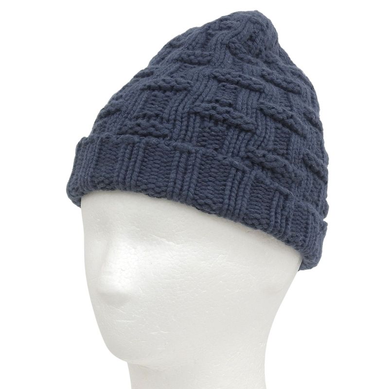Hermes 100% Cashmere H Logo Knitted Hat Knit Cap Hat Navy Blue Sm Made in