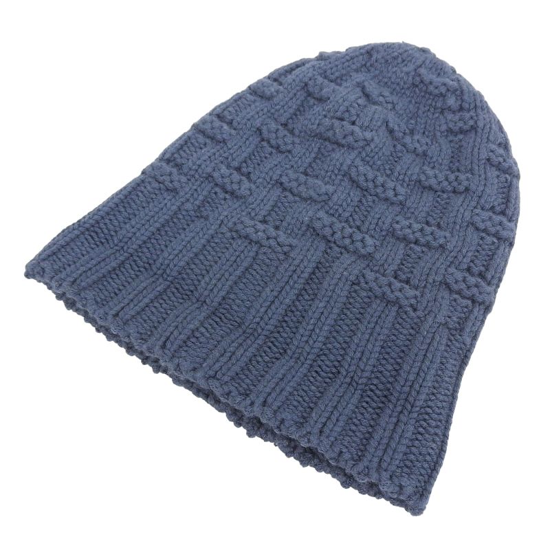 Hermes 100% Cashmere H Logo Knitted Hat Knit Cap Hat Navy Blue Sm Made in