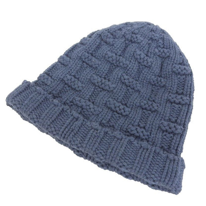 Hermes 100% Cashmere H Logo Knitted Hat Knit Cap Hat Navy Blue Sm Made in