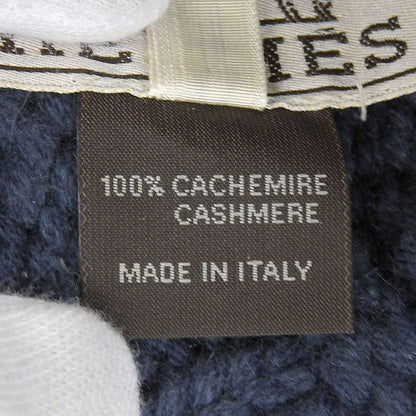 Hermes 100% Cashmere H Logo Knitted Hat Knit Cap Hat Navy Blue Sm Made in