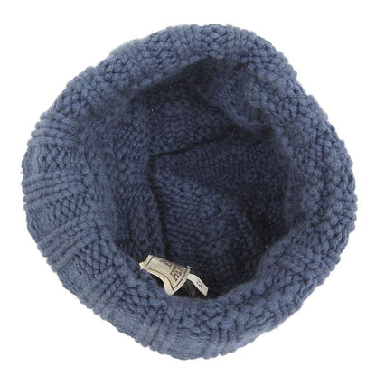 Hermes 100% Cashmere H Logo Knitted Hat Knit Cap Hat Navy Blue Sm Made in