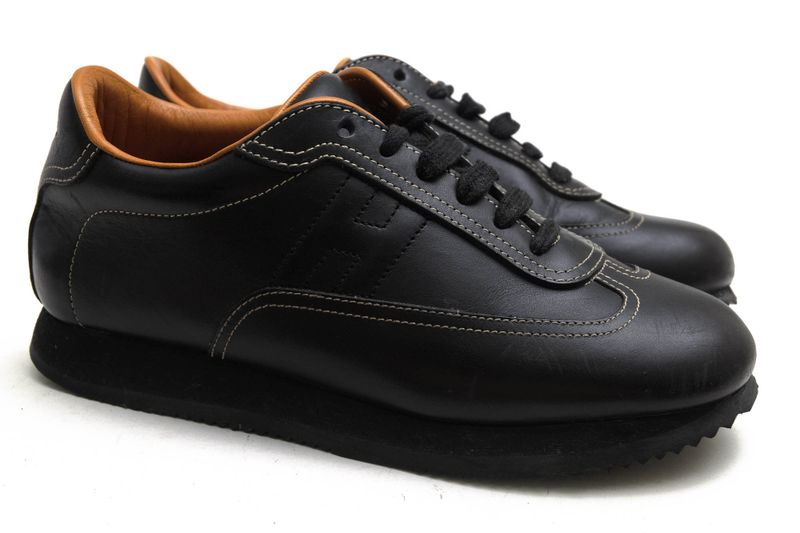 Hermes Shoes Sneakers Shoes Low Cut Ladies Women Leather Genuine Black Quick