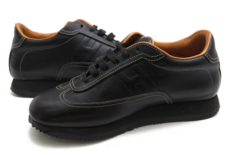 Hermes Shoes Sneakers Shoes Low Cut Ladies Women Leather Genuine Black Quick