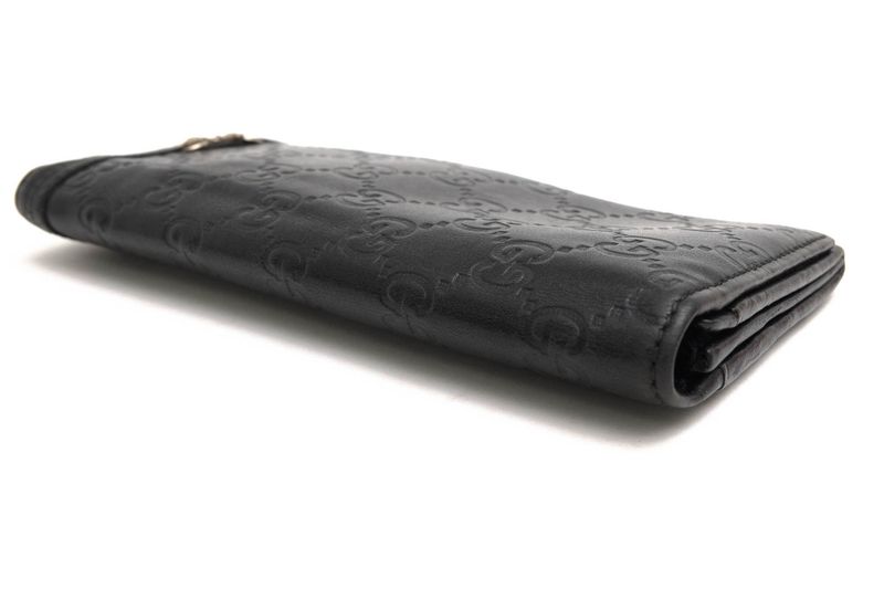 Gucci Long Wallet Ladies Women Leather Genuine Black 245775 GG Horsebit
