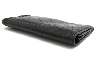 Gucci Long Wallet Ladies Women Leather Genuine Black 245775 GG Horsebit