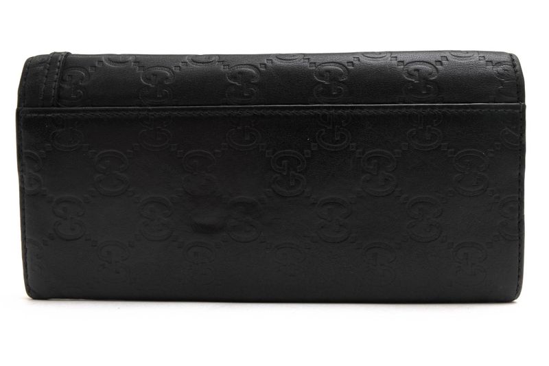 Gucci Long Wallet Ladies Women Leather Genuine Black 245775 GG Horsebit