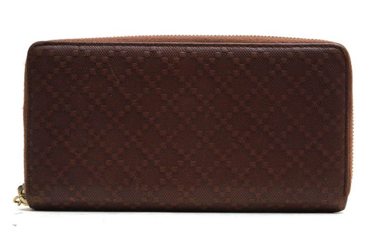 Gucci Long Wallet Men PVC Leather Brown 224253 0416 GG Diamante with Coin Purse