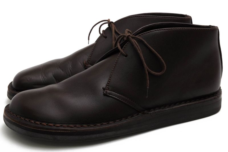 Prada Chukka Boots Shoes Men Leather Genuine Dark Brown Psu644 Flat Sole Plain