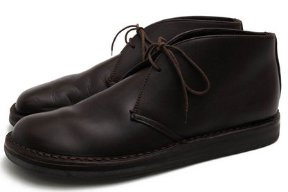 Prada Chukka Boots Shoes Men Leather Genuine Dark Brown Psu644 Flat Sole Plain