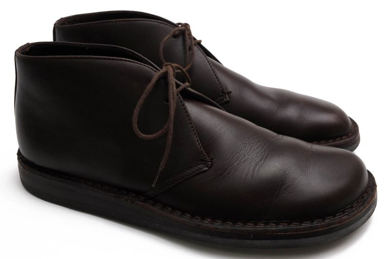 Prada Chukka Boots Shoes Men Leather Genuine Dark Brown Psu644 Flat Sole Plain