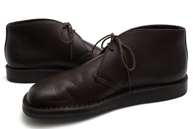 Prada Chukka Boots Shoes Men Leather Genuine Dark Brown Psu644 Flat Sole Plain