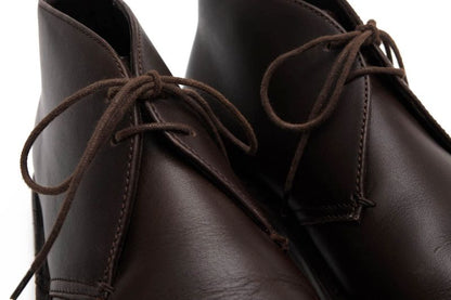 Prada Chukka Boots Shoes Men Leather Genuine Dark Brown Psu644 Flat Sole Plain