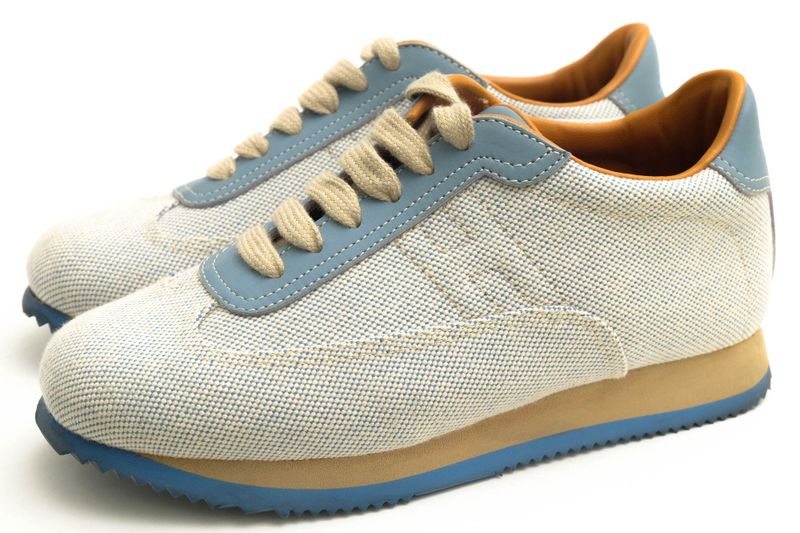Hermes Shoes Sneakers Shoes Low Cut Ladies Women Cotton Canvas Leather Light