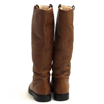 Gucci Long Boots Shoes Women Leather Genuine Brown Saint Moritz Knee High Boots