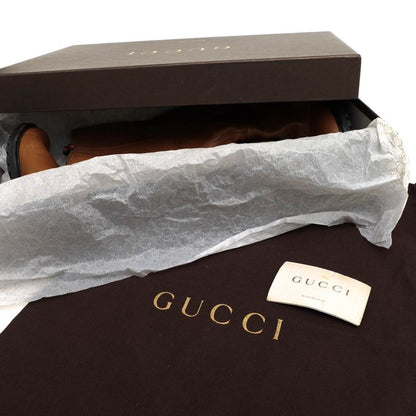 Gucci Long Boots Shoes Women Leather Genuine Brown Saint Moritz Knee High Boots