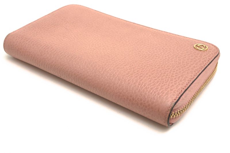 Gucci Wallet Women Leather Genuine Pink 449347 Original Leather Dollar Calf