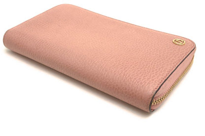 Gucci Wallet Women Leather Genuine Pink 449347 Original Leather Dollar Calf