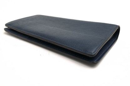 Louis Vuitton Long Wallet Men Leather Genuine Navy Portefeuille Brazza Portefeui