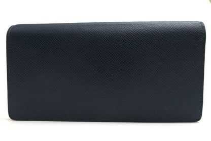 Louis Vuitton Long Wallet Men Leather Genuine Navy Portefeuille Brazza Portefeui