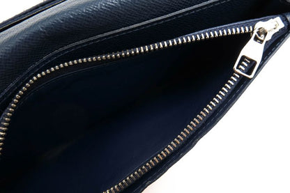 Louis Vuitton Long Wallet Men Leather Genuine Navy Portefeuille Brazza Portefeui