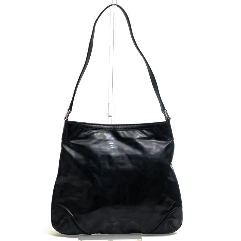 Gucci Bag Shoulder Bag Ladies Women Women's Enamel Patent Leather Genuine Black