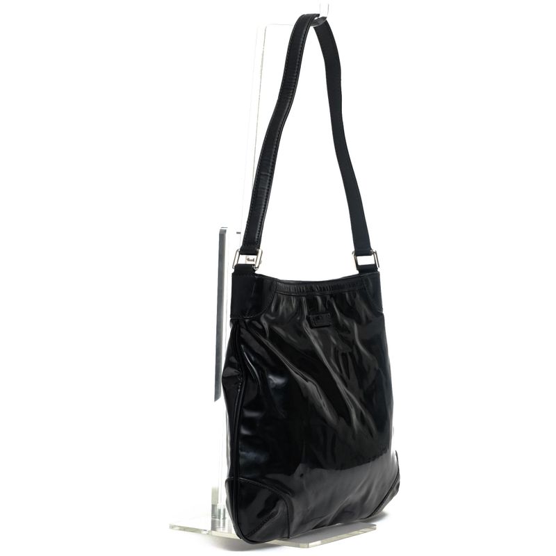 Gucci Bag Shoulder Bag Ladies Women Women's Enamel Patent Leather Genuine Black