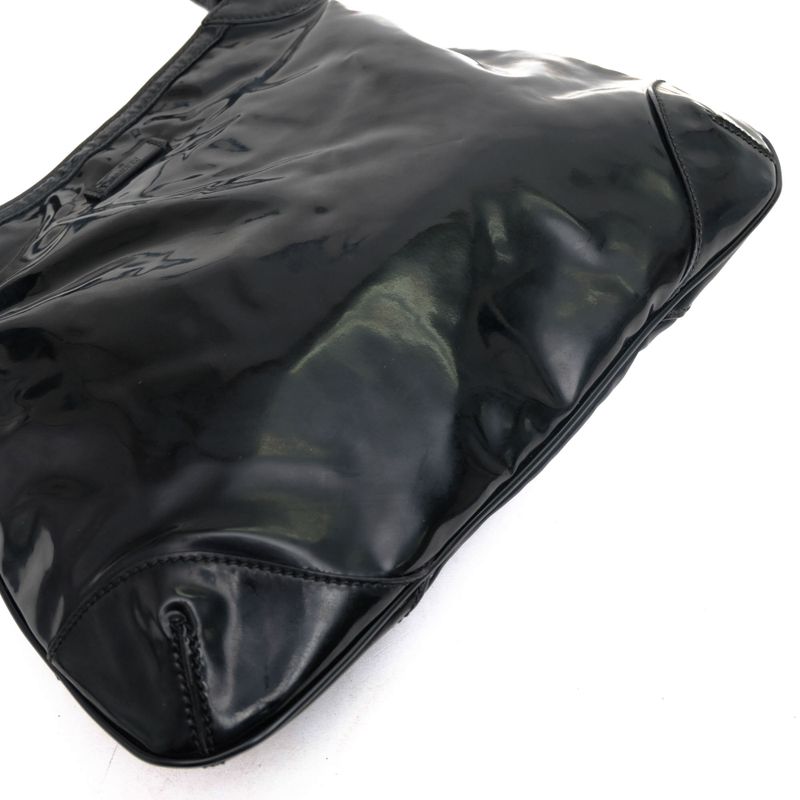 Gucci Bag Shoulder Bag Ladies Women Women's Enamel Patent Leather Genuine Black