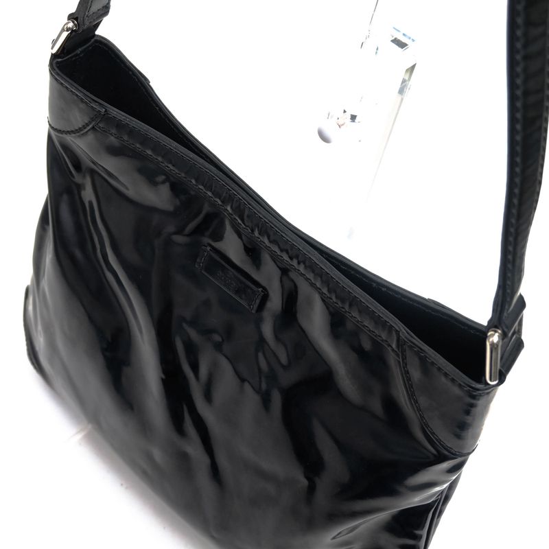 Gucci Bag Shoulder Bag Ladies Women Women's Enamel Patent Leather Genuine Black