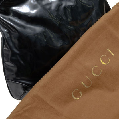 Gucci Bag Shoulder Bag Ladies Women Women's Enamel Patent Leather Genuine Black