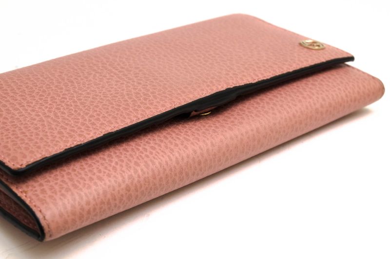 Gucci Long Wallet Ladies Women Leather Genuine Pink 449279 Interlocking