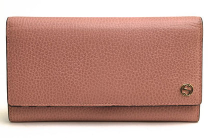 Gucci Long Wallet Ladies Women Leather Genuine Pink 449279 Interlocking