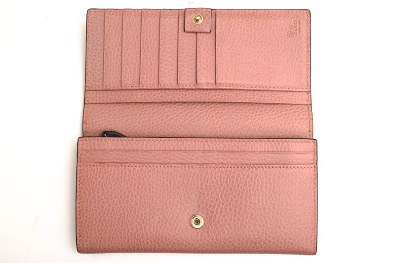 Gucci Long Wallet Ladies Women Leather Genuine Pink 449279 Interlocking