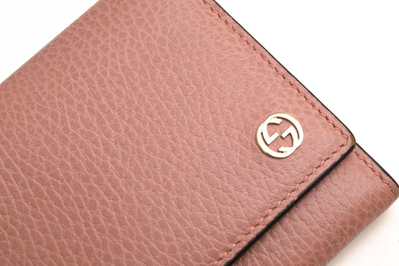 Gucci Long Wallet Ladies Women Leather Genuine Pink 449279 Interlocking