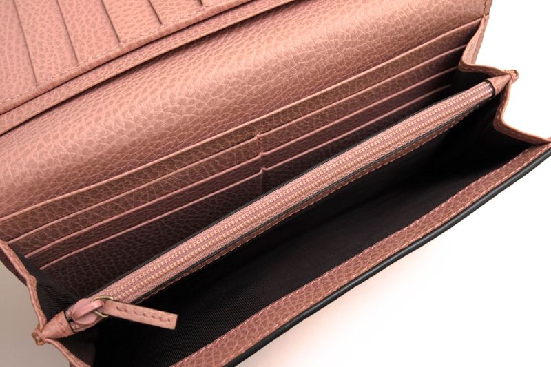 Gucci Long Wallet Ladies Women Leather Genuine Pink 449279 Interlocking