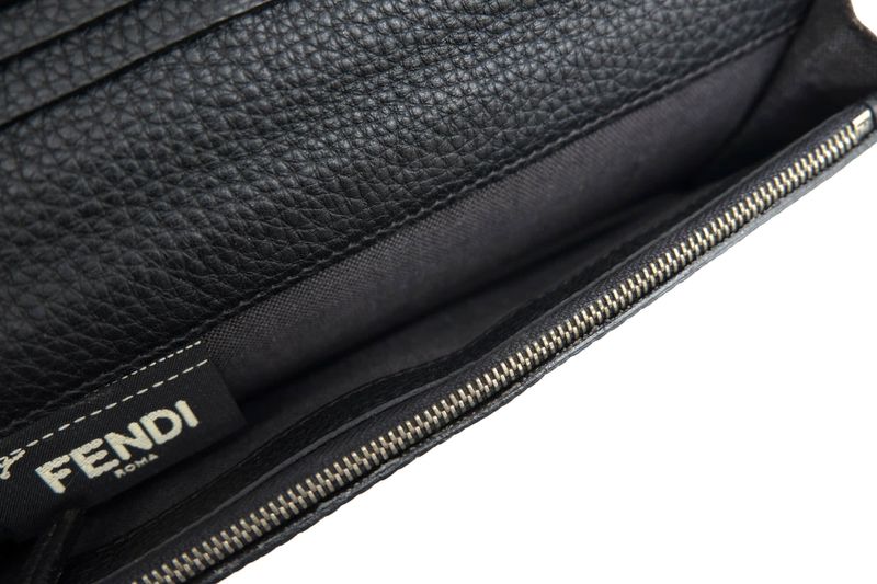 Fendi Long Wallet Men Leather Genuine Gray 7m0186-O72 Gray Roman Leather