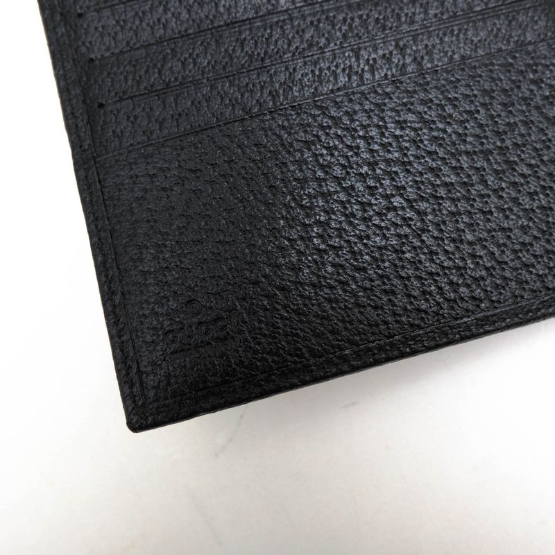 Gucci Wallet Men Leather Genuine Black 118381 1408 Brand Logo Plate Hardware