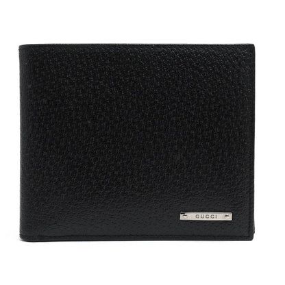 Gucci Wallet Men Leather Genuine Black 118381 1408 Brand Logo Plate Hardware