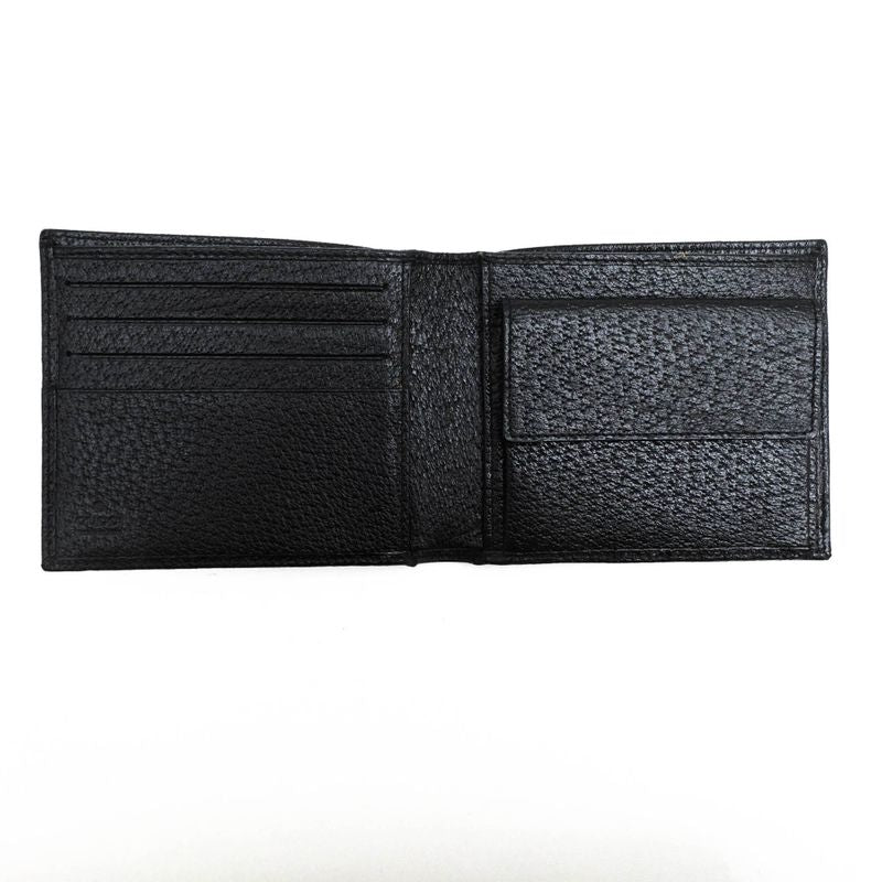 Gucci Wallet Men Leather Genuine Black 118381 1408 Brand Logo Plate Hardware