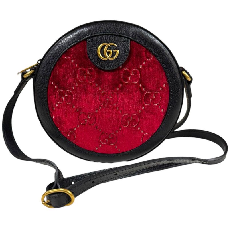 Gucci GG Velvet Round Shoulder Bag Shoulder Bag Velvet 574978 Red Ladies Gucci