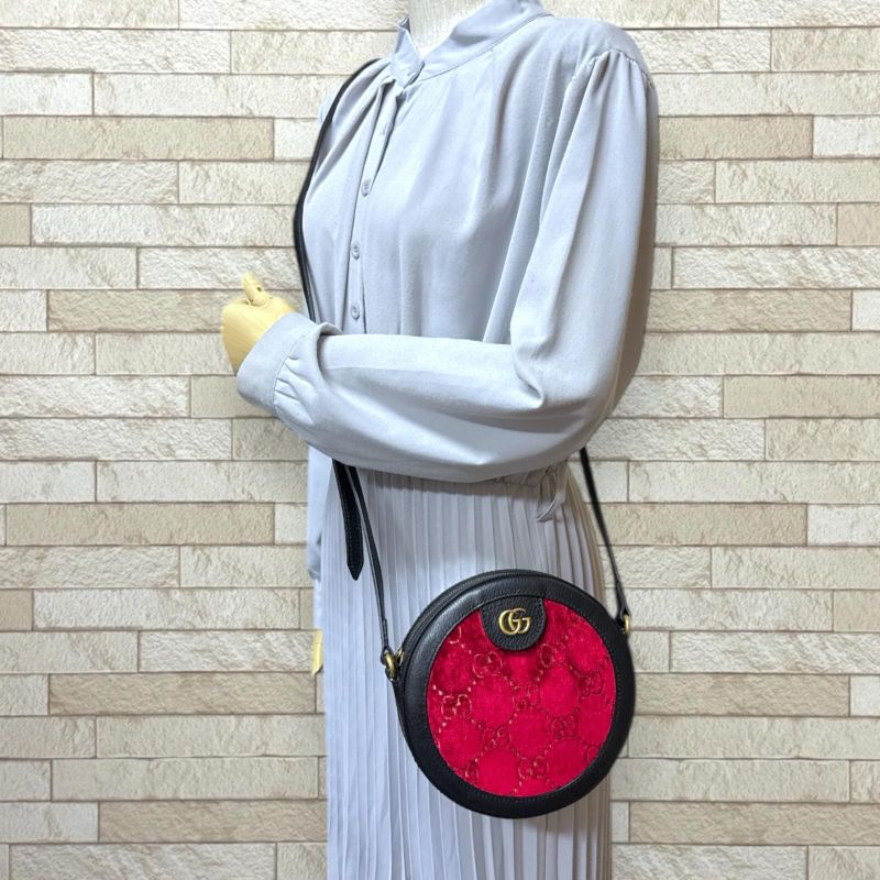 Gucci GG Velvet Round Shoulder Bag Shoulder Bag Velvet 574978 Red Ladies Gucci