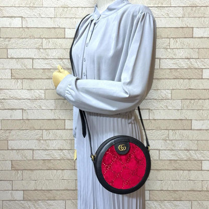 Gucci GG Velvet Round Shoulder Bag Shoulder Bag Velvet 574978 Red Ladies Gucci