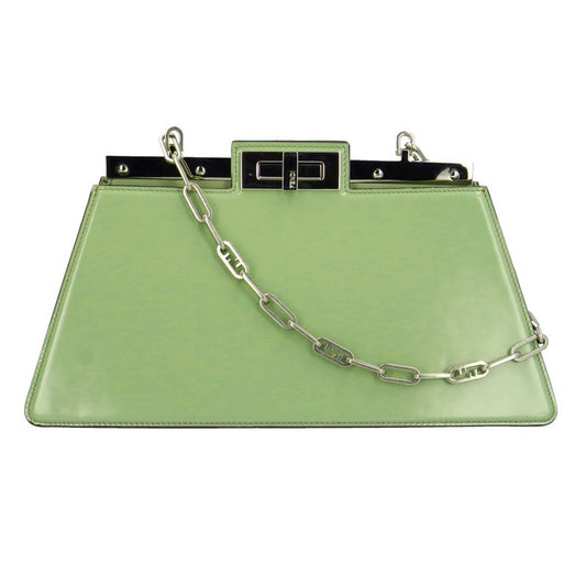 Fendi Peekaboo Cut Shoulder Bag Patent Leather 8bn340 Green Ladies Fendi
