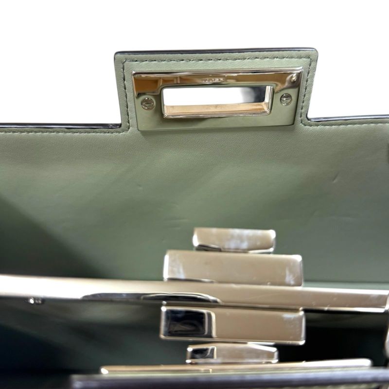 Fendi Peekaboo Cut Shoulder Bag Patent Leather 8bn340 Green Ladies Fendi