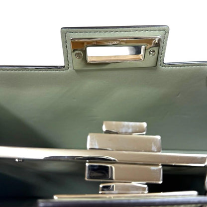 Fendi Peekaboo Cut Shoulder Bag Patent Leather 8bn340 Green Ladies Fendi