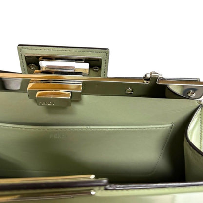 Fendi Peekaboo Cut Shoulder Bag Patent Leather 8bn340 Green Ladies Fendi