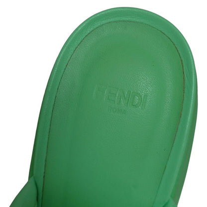 Fendi Mules 37 Women Light Green Wedge Sole Ss23 Years Leather