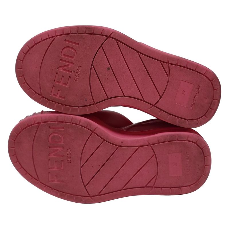Fendi Mules 37 Women Pink Wedge Sole Ss23 Leather